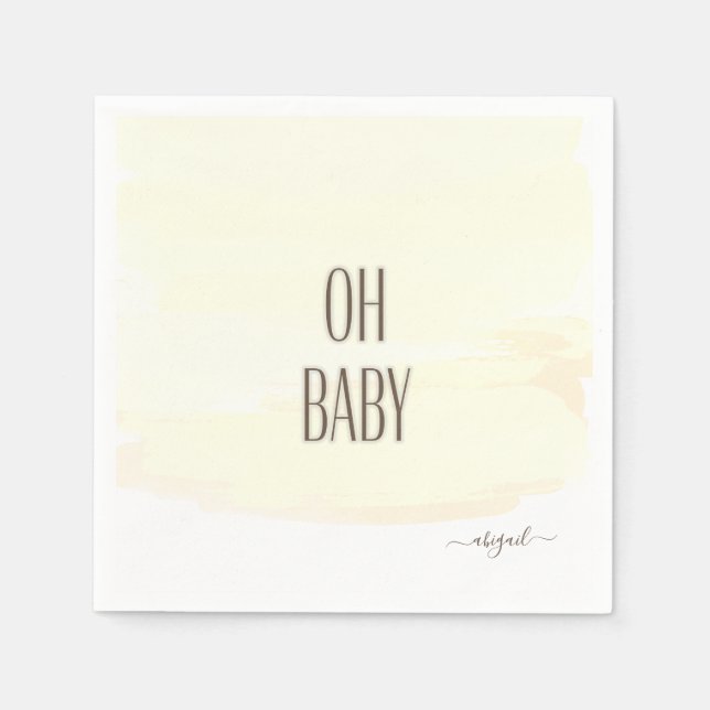 Individuelle Name Oh Baby Yellow Splash Babydusche Serviette (Vorderseite)