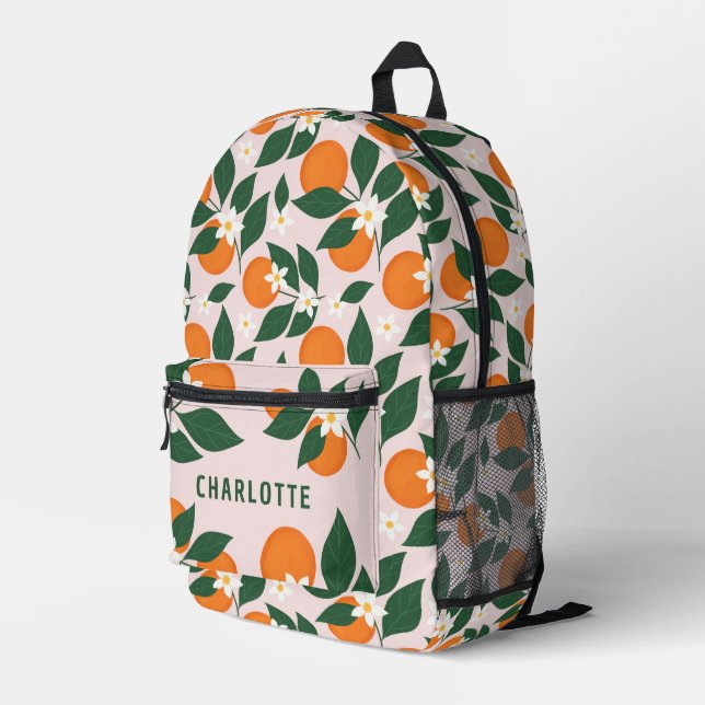 Individuelle Name Orange Blossom Citrus Pattern Gi Bedruckter Rucksack (Rückseitige Ecke Rechts)