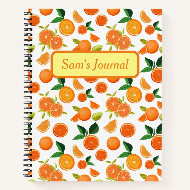 Individuelle Name Orange Fruit Bullet Journal Notizbuch (Vorderseite)
