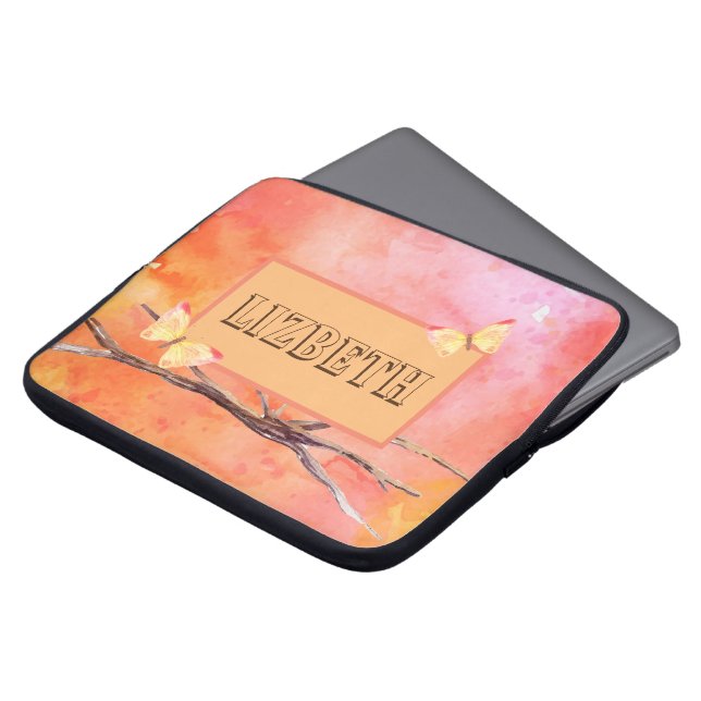 Individuelle Name Orange Laptopschutzhülle (Vorne Oben)