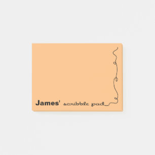 Individuelle Name Orange Scribble Pad Post-it Klebezettel