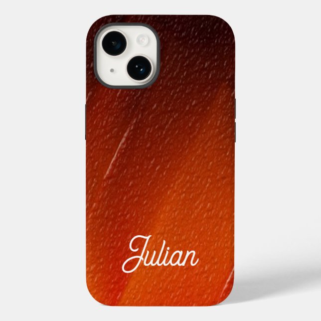 Individuelle Name Orange Textur Case-Mate iPhone 14 Hülle (Rückseite)