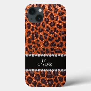 Individuelle Name Orangen-Glitzer-Leopard Case-Mate iPhone Hülle