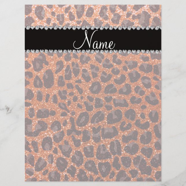 Individuelle Name Orangen-Glitzer-Leopard Flyer (Vorne)