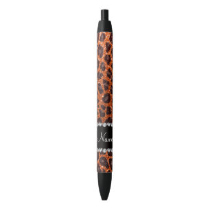 Individuelle Name Orangen-Glitzer-Leopard Kugelschreiber