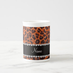 Individuelle Name Orangen-Glitzer-Leopard Prozellantasse