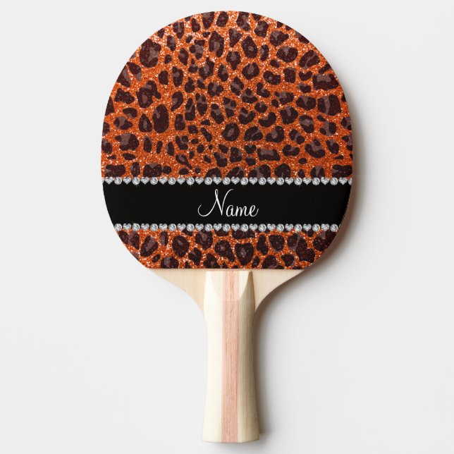 Individuelle Name Orangen-Glitzer-Leopard Tischtennis Schläger (Vorderseite)
