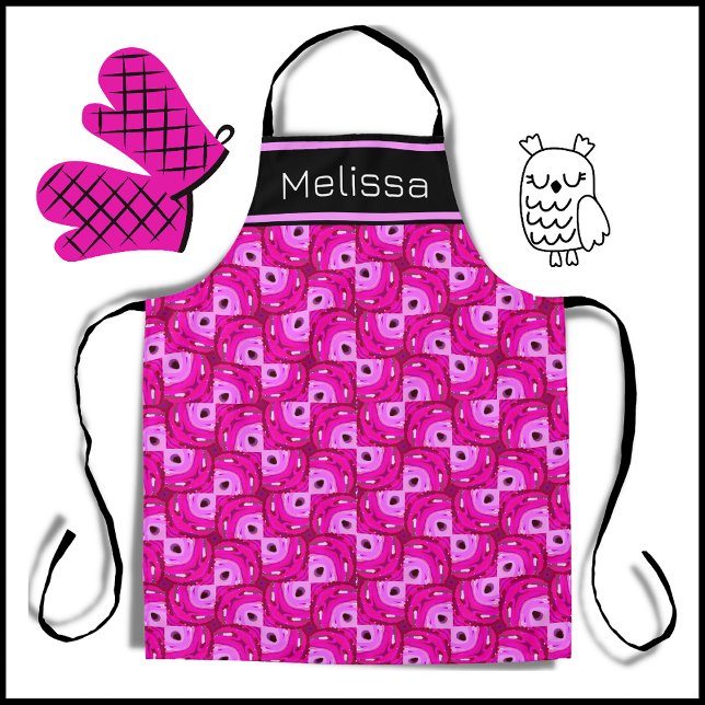Individuelle Name Owl Eyes Hot Pink Geometric Must Schürze (Von Creator hochgeladen)