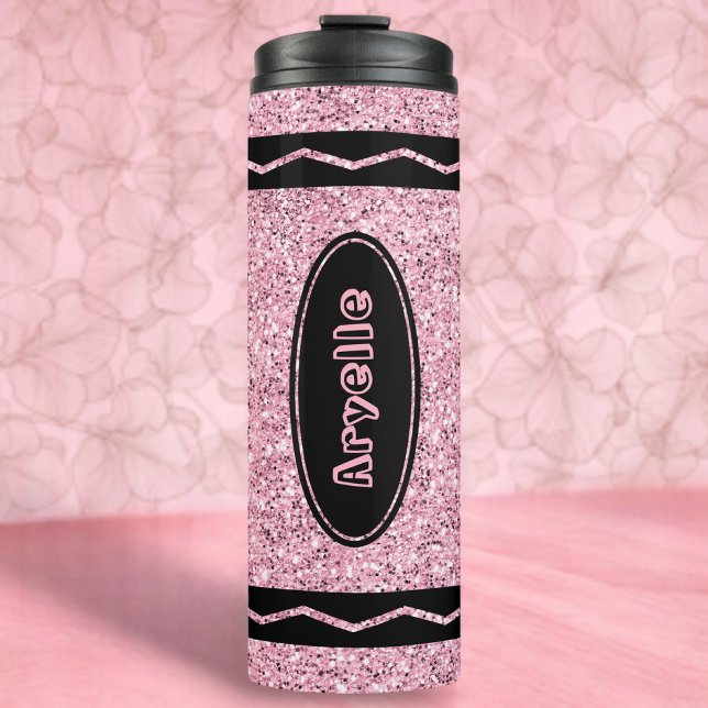 Individuelle Name Pale Pink Glitzer Crayon Drink T Thermosbecher (Von Creator hochgeladen)