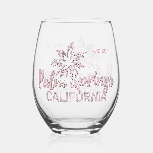 Individuelle Name Palm Springs Kalifornien Weinglas Ohne Stiel (Vorderseite)