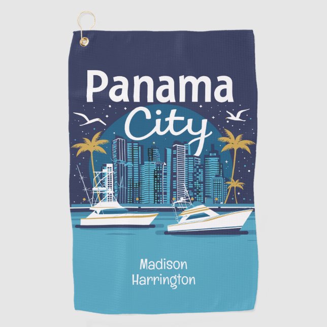 Individuelle Name Panama City Golfhandtuch (Vorderseite)