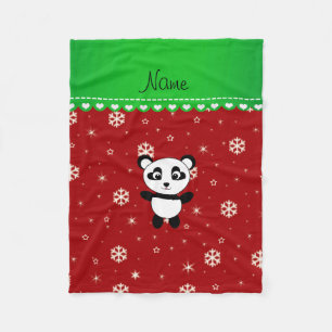 Individuelle Name Panda Rote Schneeflocken Grünstr Fleecedecke