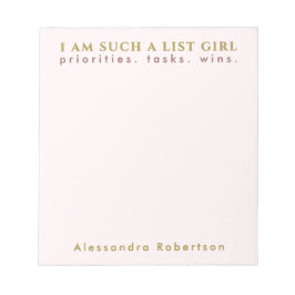 Individuelle Name Pastel Pink Goldtypografie Minim Notizblock