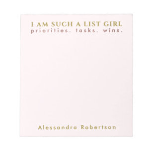 Individuelle Name Pastel Pink Goldtypografie Minim Notizblock