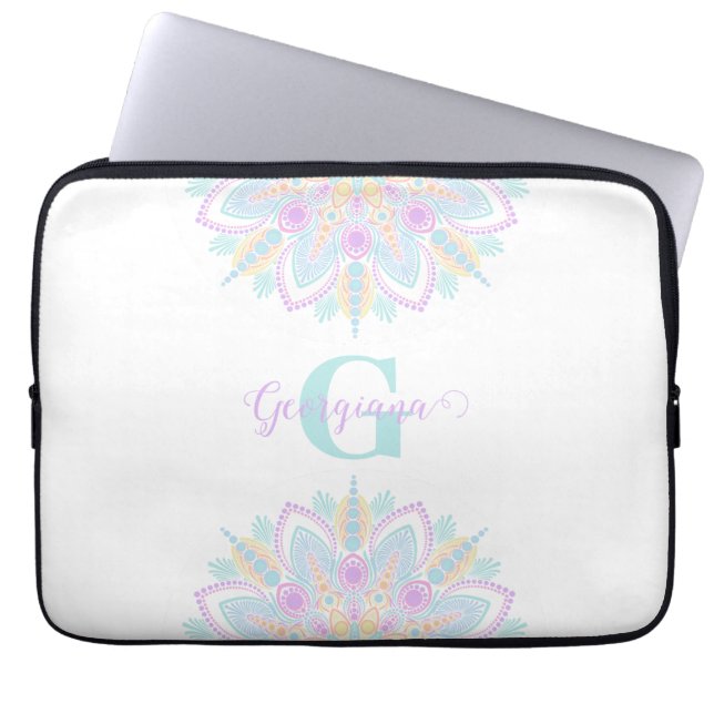 Individuelle Name Pastel Rainbow Floral Sundae Man Laptopschutzhülle (Vorderseite)