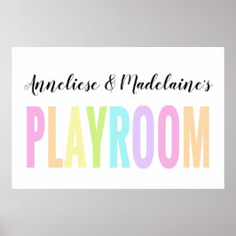 Individuelle Name Pastel Rainbow Playroom Poster