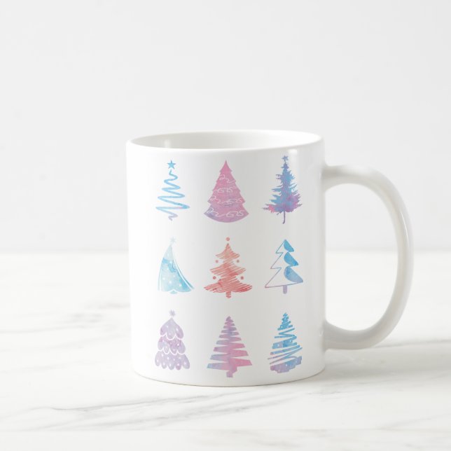 Individuelle Name Pastel Weihnachtsbaume Klassisch Kaffeetasse (Rechts)