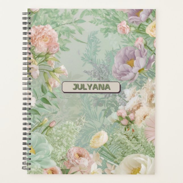 Individuelle Name Pastell Blume Planner Planer (Vorderseite)