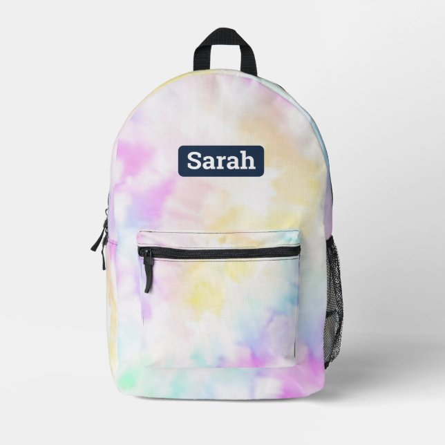 Individuelle Name Pastell Gefärbte Krawatte Backpa Bedruckter Rucksack (Vorderseite)