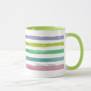 Individuelle Name Pastell Horizontal Streifen Tasse