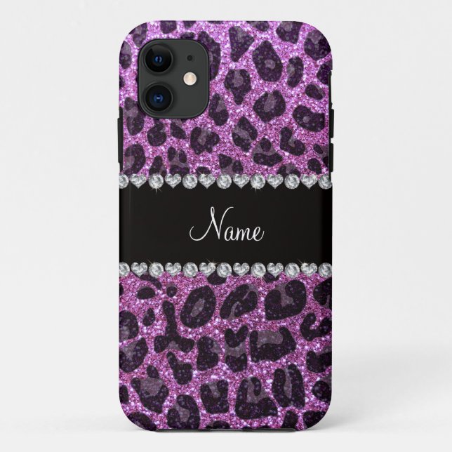 Individuelle Name Pastell lila Glitzer Leopardendr Case-Mate iPhone Hülle (Rückseite)