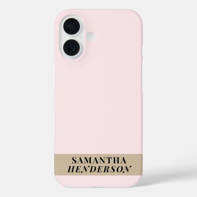 Individuelle Name Pastell Pink Gold Schwarz Minima iPhone 16 Hülle (Rückseite)