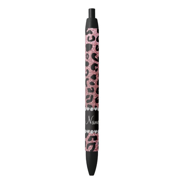 Individuelle Name Pastellrosa Glitzer Cheetah Druc Kugelschreiber (Vorderseite Vertikal)