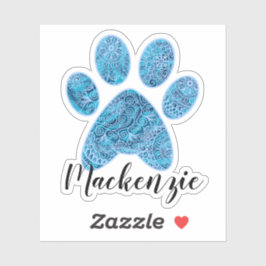 Individuelle Name Paw Print Doodle Art Aufkleber