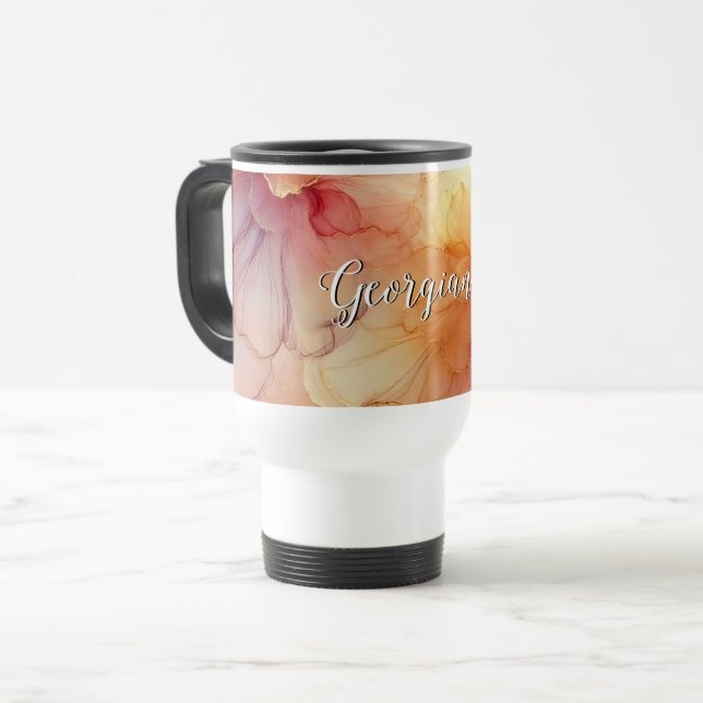 Individuelle Name Peach Raspberry Frische Pasta ma Reisebecher (Vorderseite Links)