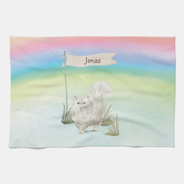 Individuelle Name Persian Cat Pet Geschirrtuch (Horizontal)