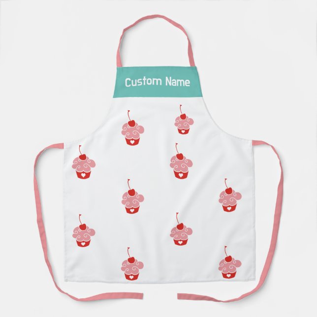 Individuelle Name Personalisiert Cherry Top Cupcak Schürze (Vorderseite)