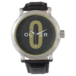 Individuelle Name Personalisiert Monogram Schwarz  Armbanduhr