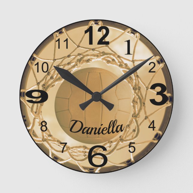 Individuelle Name Personalisiert Netball Runde Wanduhr (Vorderseite)