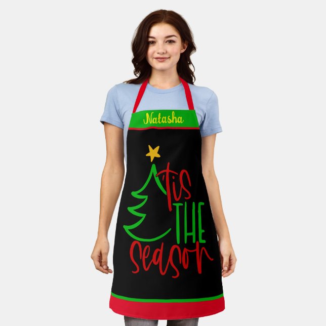 Individuelle Name Personalisierte Weihnachtsbaum-S Schürze (Getragen)