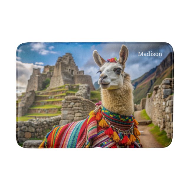 Individuelle Name Peru Llama Badematte (Vorderseite)