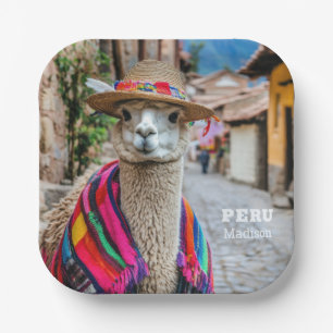 Individuelle Name Peru Llama Pappteller