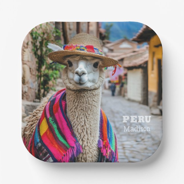 Individuelle Name Peru Llama Pappteller (Vorderseite)