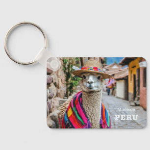 Individuelle Name Peru Llama Schlüsselanhänger