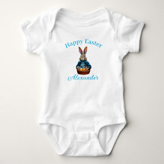 Individuelle Name Peter Easter Egg Körbchen Baby Strampler (Vorderseite)
