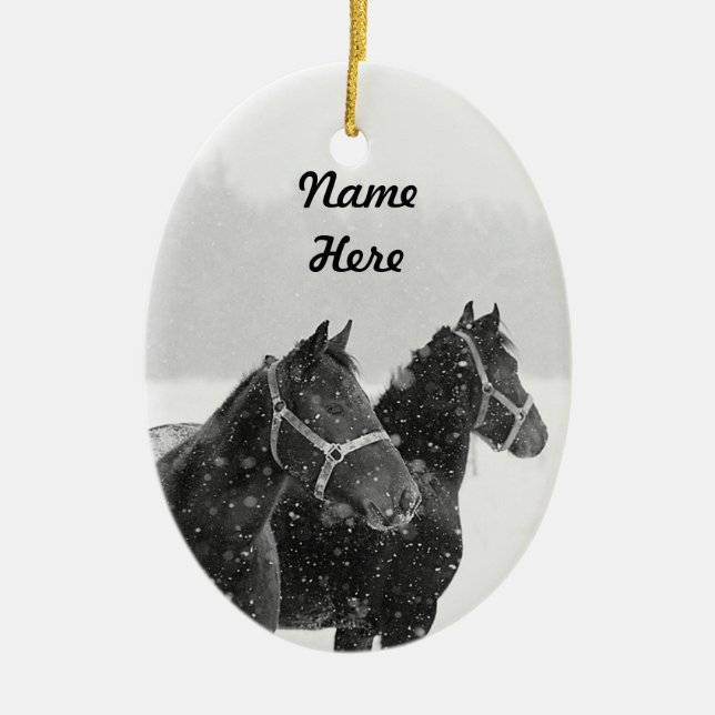 Individuelle Name Pferd Foto Weihnachten Keepake Keramik Ornament (Vorne)