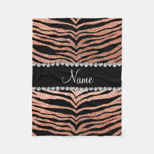Individuelle Name Pfirsichorange-Glitzer-Tigerstre Fleecedecke
