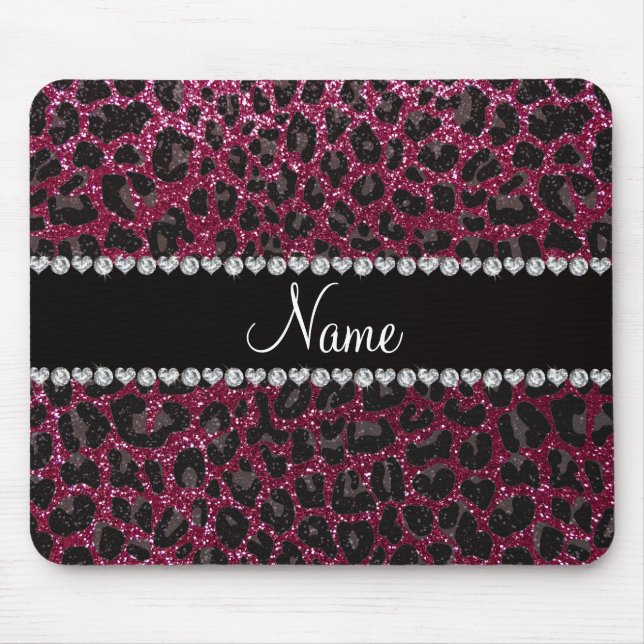 Individuelle Name Pflaume lila Glitzer Leopardendr Mousepad (Vorne)