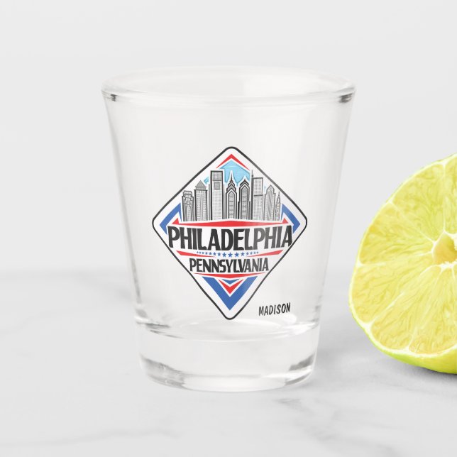 Individuelle Name Philadelphia Pennsylvania Schnapsglas (Vorderseite)