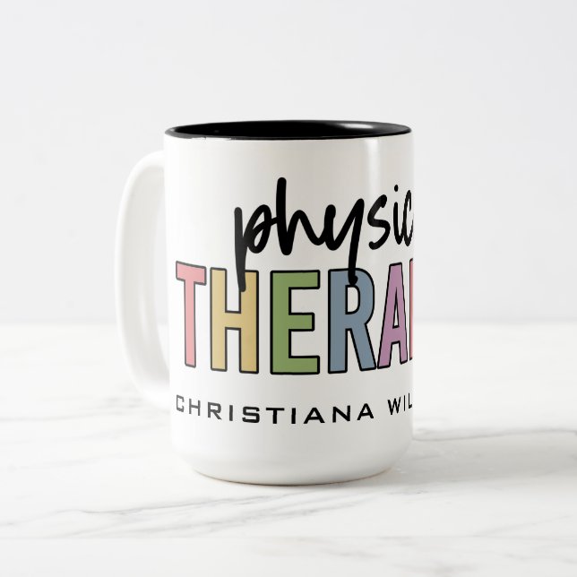 Individuelle Name Physiotherapeut PT Geschenke Zweifarbige Tasse (Vorderseite Links)