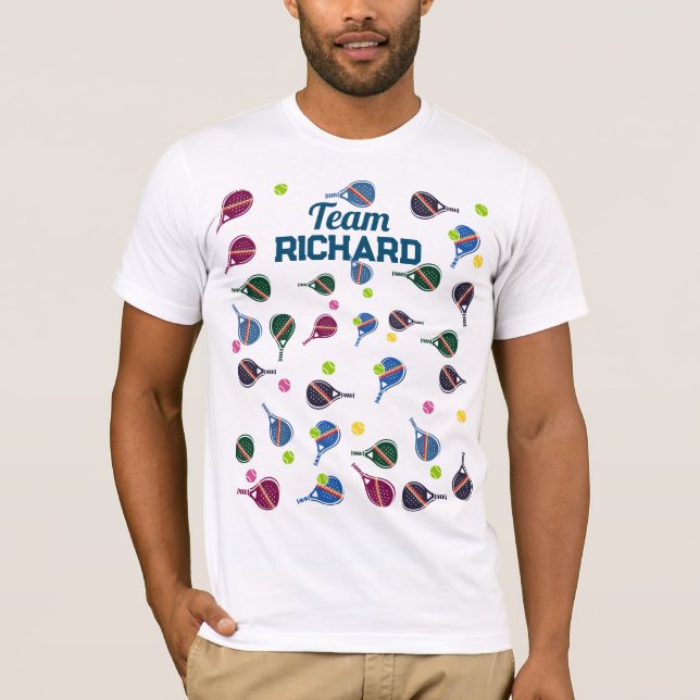 Individuelle Name Pickleball Sportteam farbenfroh T-Shirt (Vorderseite)