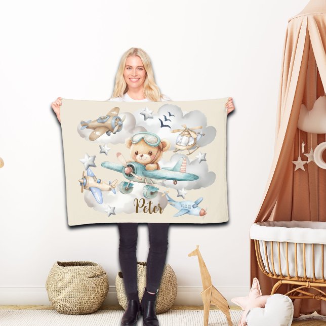 Individuelle Name Pilot Teddy Bär Fleecedecke (Von Creator hochgeladen)