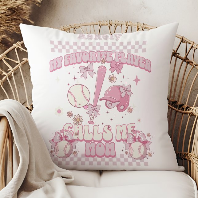 Individuelle Name Pink Bow Baseball Kissen (Von Creator hochgeladen)