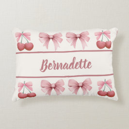 Individuelle Name Pink Bows and Cherries Girly Coq Dekokissen