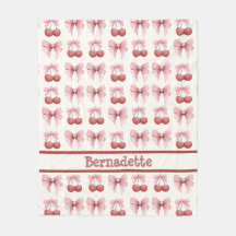 Individuelle Name Pink Bows and Cherries Girly Coq