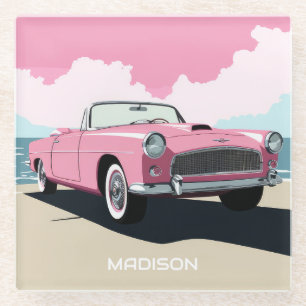 Individuelle Name Pink Classic Car Glasuntersetzer